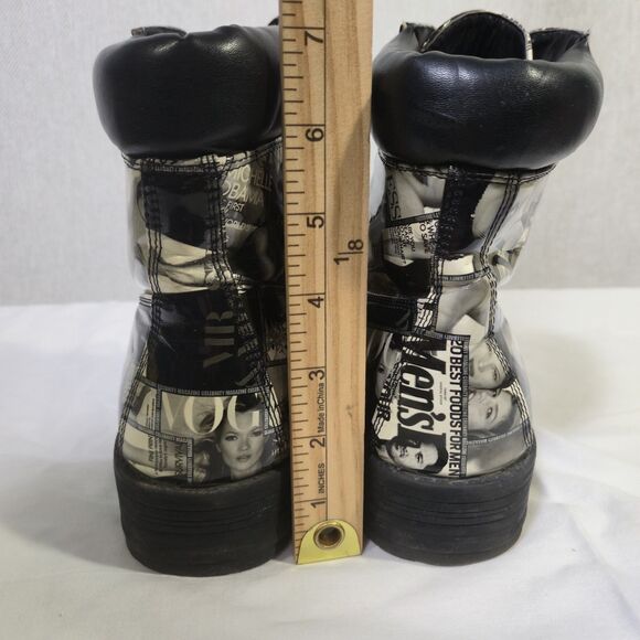 Shoe Republic LA Boots Vogue Magazine Size 8.5 Graphic Black White - Picture 4 of 16